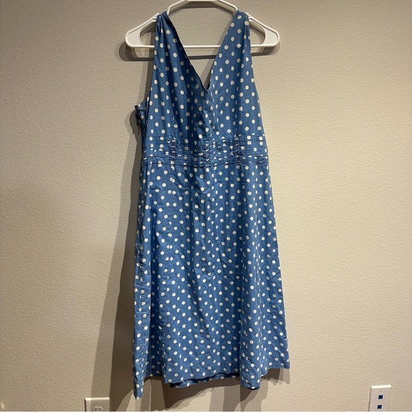 Retro Pinup Boden Sky Blue and White Polka Dots Dress Size‎ 12 - Picture 2 of 5